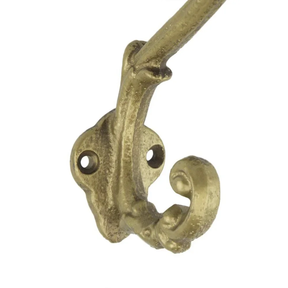 Sheffield Home | SET of 3 Handpainted Antique Gold Cast Iron Wall Hooks | NEW!
